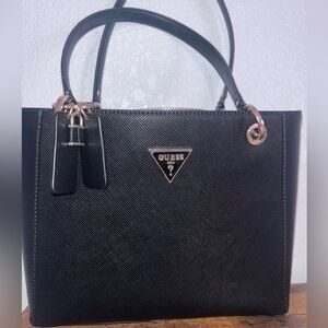 Guess Black Structured Tote with Silver Logo
